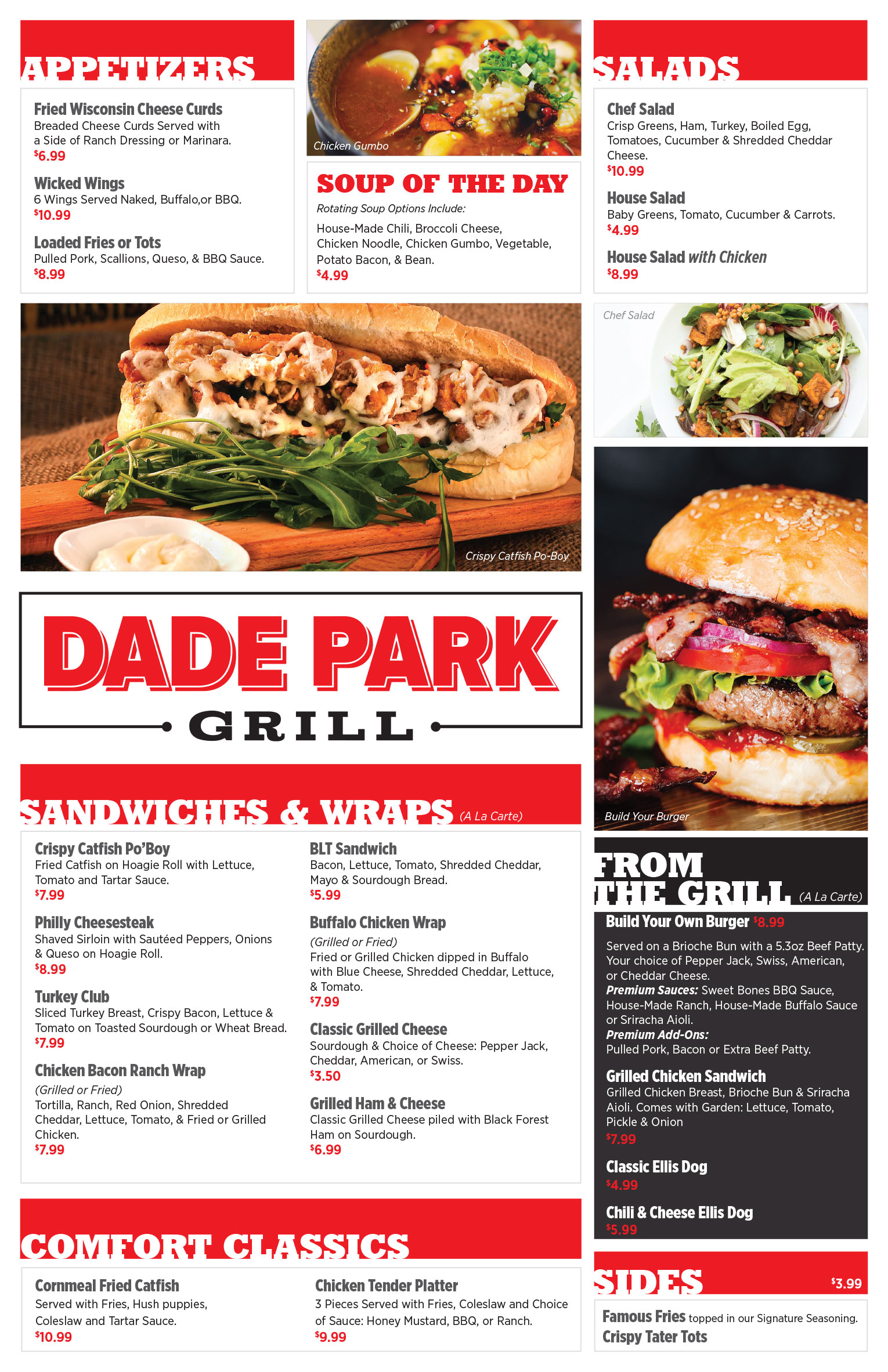 Dade Park Grill Menu Page 1