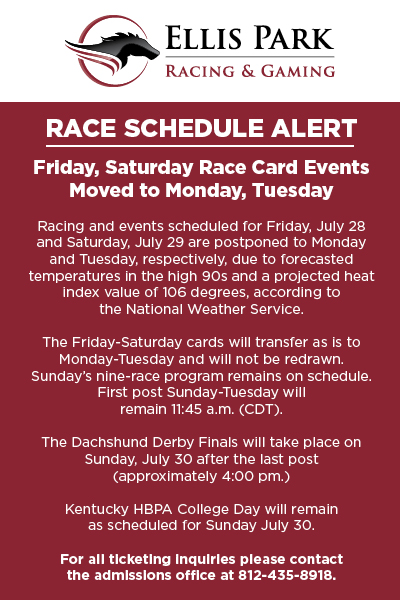 Race Schedule Alert | Friday, Saturday Race Card Events Move to Monday, Tuesday