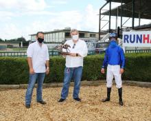 General Manager Jeff Inman Presents Stakes Race Trophy at 2020 Summer Meet